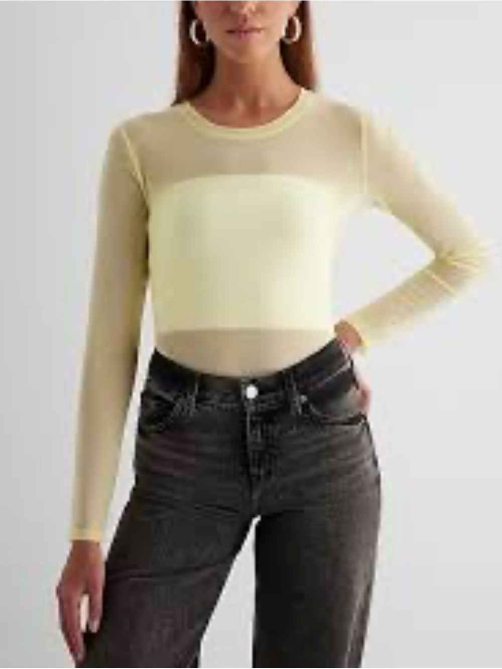 🛍️NWT Express XL Beige/Cream Long Sleeve Crewneck Bodysuit